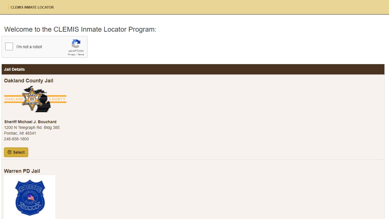 CLEMIS Inmate Locator